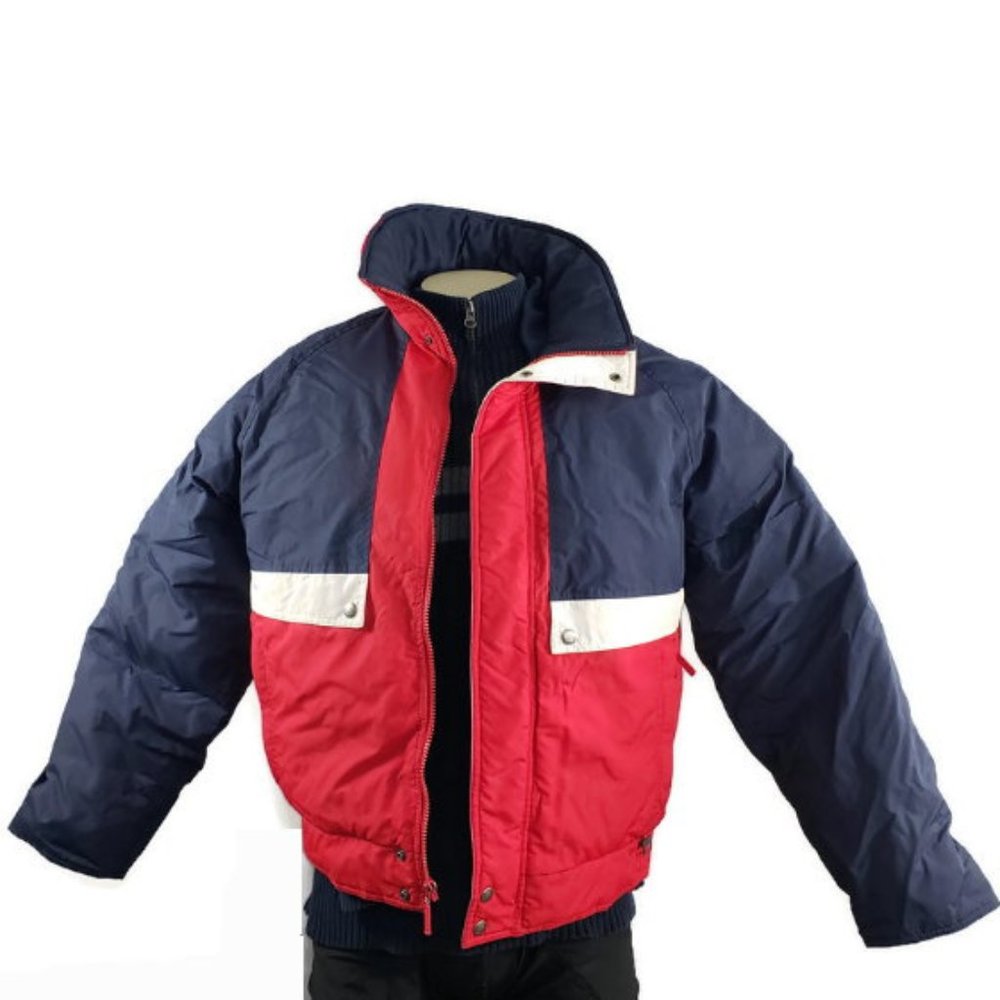 Vintage Cornice washable down ski jacket red white blue